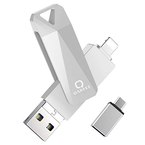Memoria USB para iPhone 64GB Qarfee Pendrive USB 3.0 4 en 1 Memory Stick para Android iPad Computadoras Laptops Smartphone OTG Flash Drive Expansión USB (Plata) Memoria USB para iPhone 64GB Qarfee Pendrive USB 3.0 4 en 1 Memory Stick para Android iPad Computadoras Laptops Smartphone OTG Flash Drive Expansión USB (Plata)