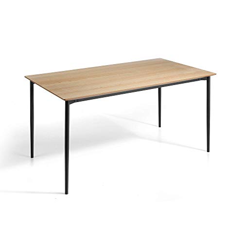 Mesa de Comedor - Modelo ARCON - Color Roble/Negro - Material MDF/Metal - Medidas 160 x 90 x 75 cm