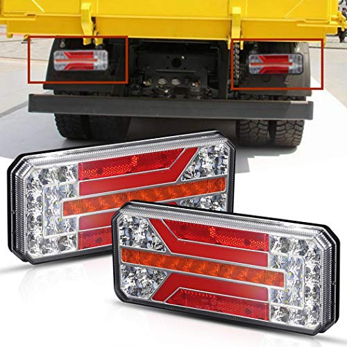 Mesllin LED Barra de luz trasera 12V 24V Señal de giro Luz de parada inversa para camioneta de barco RV Camper Trailer, paquete de 2