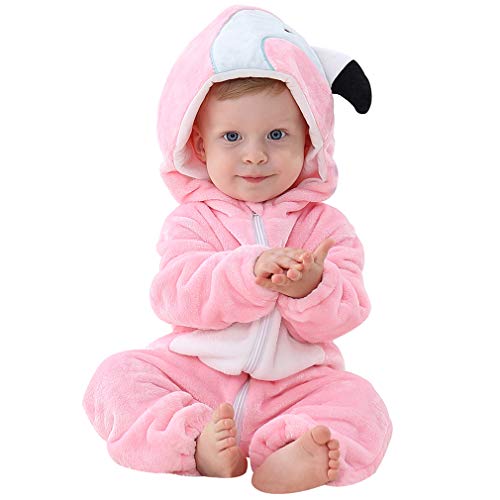 MICHLEY Disfraz Animal Bebe niño y niña Body Pijama Ropa, Rosa 6 a 12 Meses