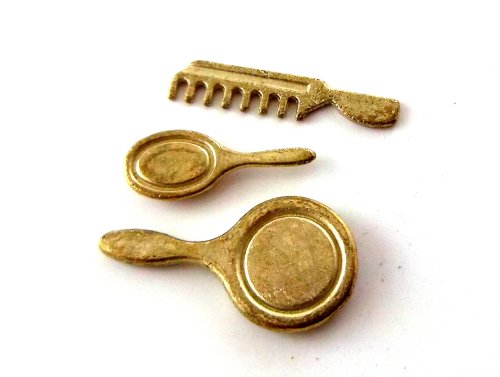 Miniatura para Casa de Muñecas Dormitorio Mesa Tocador Accesorio Espejo, Cepillo y Peine Set Miniatura para Casa de Muñecas Dormitorio Mesa Tocador Accesorio Espejo, Cepillo y Peine Set