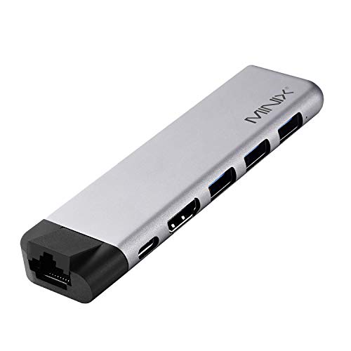 MINIX Neo C-D Pro Adaptador multipuerto USB-C Pro para Apple MacBook Air y Pro, Conectores HDMI, USB 3.0, Lector de Tarjetas Micro SD, Lector de Tarjetas SD, USB-C, Gris Espacial