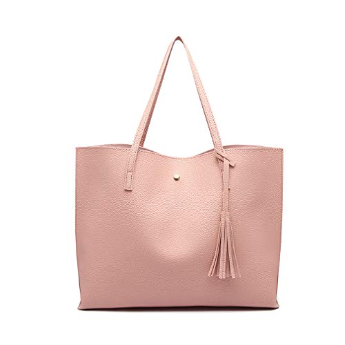 Miss Lulu Bolsos de moda para mujer Cuero PU Asa superior Bolsa de asas Hombro Satchel Bag (Rosa) Miss Lulu Bolsos de moda para mujer Cuero PU Asa superior Bolsa de asas Hombro Satchel Bag (Rosa)