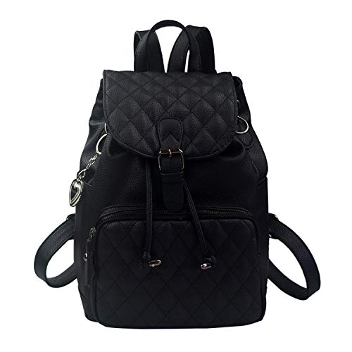 Mochila de PU para mujer, impermeable, antirrobo, bolsa de hombro, mochila para estudiantes, mochila para ir de compras, M, negro