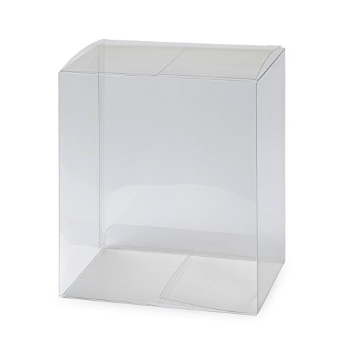 Mopec Caja con Forma de Cubo Transparente sin Base Dorada, Pack de 25 Unidades, 13.00x8.00x11.50 cm