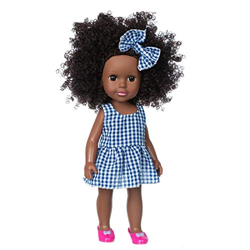 Muñeca de simulación para bebé, 35 cm, de Vinilo, Impermeable, Realista, Suave, Piel Negra, para niños, educación temprana,Lindo Cabello Rizado Regalos para niños muñeco Bebe