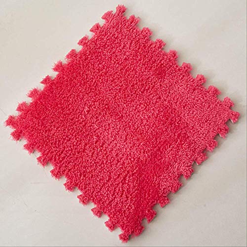 N-S Alfombras plegables para sala de estar de felpa suave escalada Capet alfombra dividida conjunta baño alfombra antideslizante rosa Shaggy área alfombra 30 x 30 cm 5pcs rosa