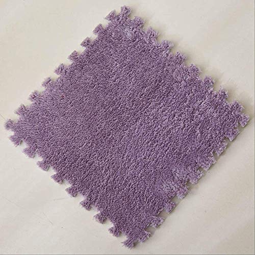 N-S Alfombras plegables para sala de estar de felpa suave escalada capp alfombra dividida conjunta baño alfombra antideslizante rosa Shaggy área alfombra 30 x 30 cm 5pcs gris-púrpura