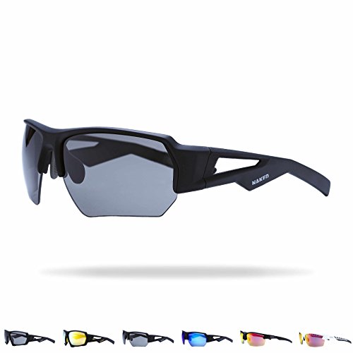 NAKED Optics Sports Sunglasses (Halfframe Black/Lens Black)