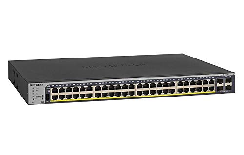Netgear GS752TP-200EUS - Switch Smart Managed Pro GS752TPv2 (ProSAFE de 48 puertos Gigabit PoE+ Ethernet con 4 puertos SFP y gasto PoE de 380 W), color negro