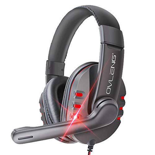 Noise Cancelling Stereo Gaming Headset Over Ear Headphones for PS4 PC Xbox One Controller Mobile Phone Laptop Mac Nintendo Switch Games with Mic LED Light Bass Surround Soft Earmuffs