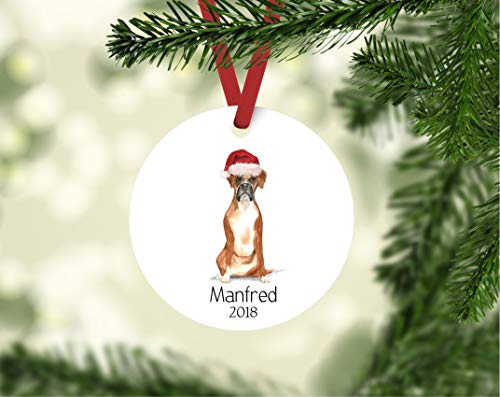 None-brands Decoración de Navidad 2020 adorno de boxeador personalizado, adorno de perro personalizado, adorno de perro personalizado, adorno de dueño de bóxer