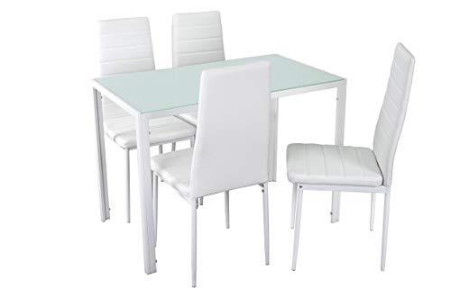 Noorsk Design Conjunto de Mesa de Cocina 105x60 + 4 sillas Clasik (Sillas Blancas)