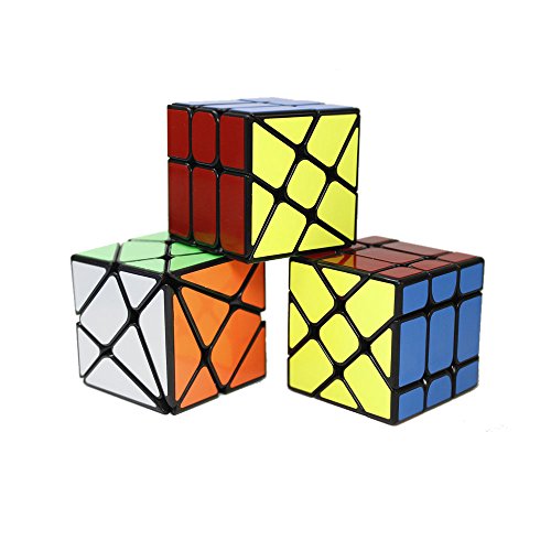 OJIN Yongjun YJ Specific Cube Puzzle Sets-Pack de 3 (Incluye Cubo de 3X3 Fluctuation Angle Puzzle, Windmill Cube 2x3 Shape Mod, Fisher Cube 3x3x3 Shape Twisty Puzzle) (Negro)