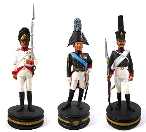 OPO 10 - Lote de 3 Figuras Soldados 1/32 60mm 1er Imperio Guardia Imperial Napoleon Tsar Alexandre del Prado (LS3)