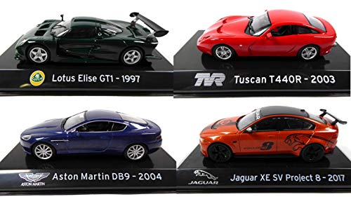OPO 10 - Lote de 4 Coches: Compatible con Aston Martin + Jaguar + Lotus + TVR / Ixo 1/43 (S34 + S49 + S52 + S55)