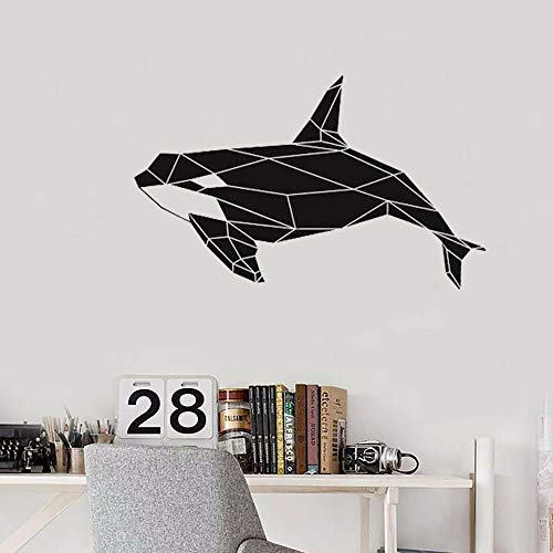Orca geométrica Orca calcomanía de pared Animal marino vinilo pegatina oficina aula niños dormitorio baño decoración del hogar