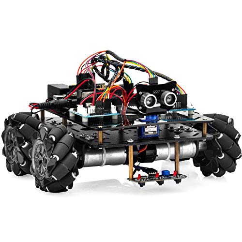OSOYOO Omni-directinal Mecanum Wheels Robot Car Kit for Arduino | Metal Chassis DC Speed Encoder Motor Robotic |Stem Remote Controlled Educational | DIY Coding for Kids Teens Adults