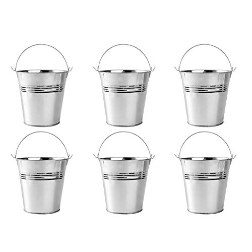 OUNONA 6pcs 10.5x7.2x10.5cm Mini Cubo del Metal de la hojaldra Cubos de hojalata de Las fritadas del francés OUNONA 6pcs 10.5x7.2x10.5cm Mini Cubo del Metal de la hojaldra Cubos de hojalata de Las fritadas del francés