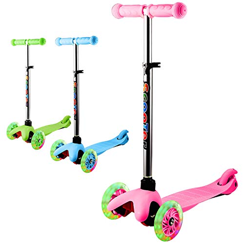 OUTCAMER Patinete Niño y Niña 2 a 10 Años Patinete 3 Ruedas LED Luces con Manillar Ajustable 59-69cm y Carga Máxima 50 kg Scooter para Niños Patinete Infantil Regalos de Pascua y Navidad