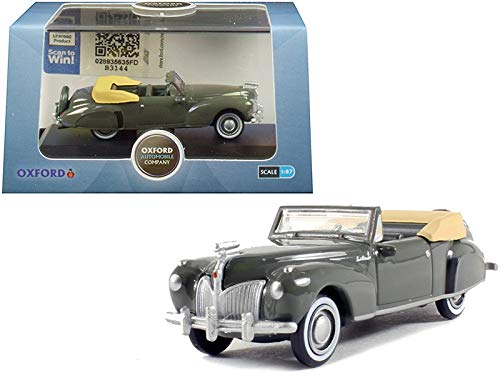 Oxford Diecast 1941 Lincoln Continental Convertible Pewter Gray 1/87 (HO) Scale Diecast Model Car by