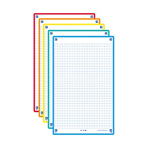 Oxford Revision 2.0 - Lote de 50 fichas de papel, 5 colores surtidos, 12,5x20cm, Cuadrícula 5x5
