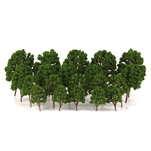P Prettyia 20pcs / Lot Modelo Green Trees Train Diorama Garden Scenery HO N OO Escala 1 / 75-200
