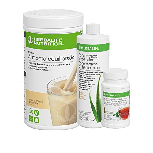 Pack AHORRO 3 productos Control de Peso Herbalife. Desayuno nutritivo con complementos alimenticios ricos en proteínas (Crema de Vainilla 550 gr)