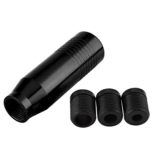 Palanca de Cambio Universal Aleación de Aluminio Perilla de Cambio Manual Pomos de palanca de cambio Pomos para palanca de coche(3 adaptadores de diámetro respectivamente 8 mm, 10 mm, 12 mm)(Negro)