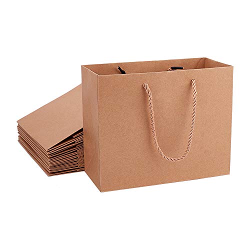 PandaHall - 20 bolsas de papel de estraza para regalo con asa, reutilizables, para cumpleaños, bodas, fiestas de Navidad, compras, 22 x 10 x 18 cm