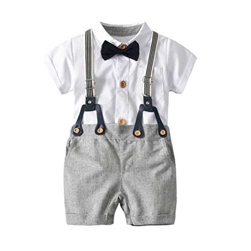 PAOLIAN Conjuntos para Bebe niños Camisas y Pichi Verano 2018 Ropa para recién Nacidos Bebe niños Boda Monos Fiestas Pajarita Bautizo Bodies de 12 Meses 18 Meses 24 Meses 3 años (18M, Blanco)