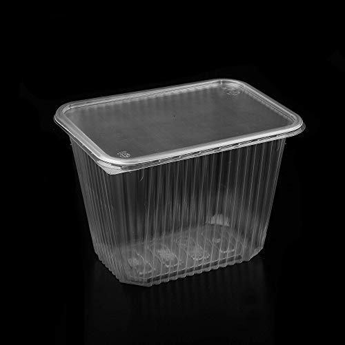(Paquete de 100) 2000 ml PP Big Salad Containers Comida para llevar Comida rápida Caja desechable tapas de plástico visp Almacenamiento