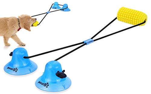 Pecute Juguete Masticable Interactivo para Perros, Pelota de Juguete para Perros con 2 Ventosas, Duraderos, Limpieza de Dientes, Juguetes Educativos para Cachorros Perros Grandes, medianos y pequeños