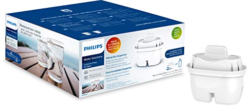 Phillips - AWP212 - Filtro de agua Micro X Clean, Cartuchos para filtración de agua, Compatible con jarras Philips y principales marcas, cartucho Oval - Pack 5+1