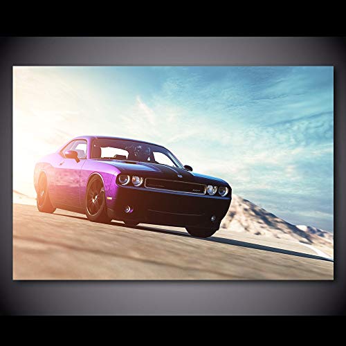 Pintura al óleo póster Dodge Challenger SRT8 GT Muscle Car pared arte imagen vehículo carteles decorativos e impresiones lienzo pintura para decoración de sala de estar 50x70cm