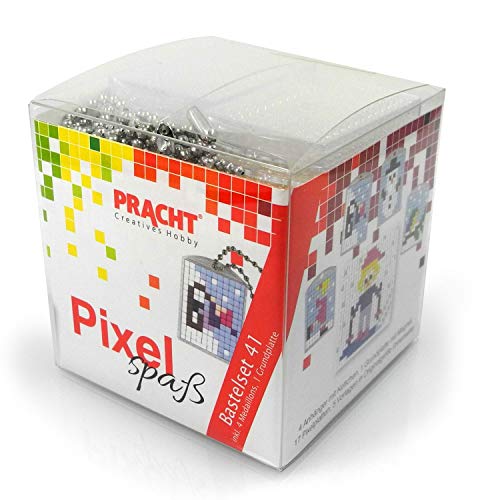 Pracht Creatives Hobby- Pixel-Juego de 41 medallones y 1 Placa Base, Llavero, niñas, cumpleaños, Color carbón (P90079-63501)