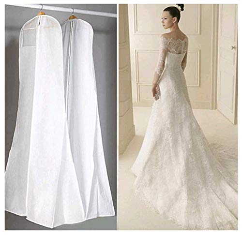 Prom-near Funda transpirable para vestido de novia, vestido de noche, trajes, abrigos, antipolvo, para vestido de boda, color blanco, 160/170/180 cm Prom-near Funda transpirable para vestido de novia, vestido de noche, trajes, abrigos, antipolvo, para vestido de boda, color blanco, 160/170/180 cm
