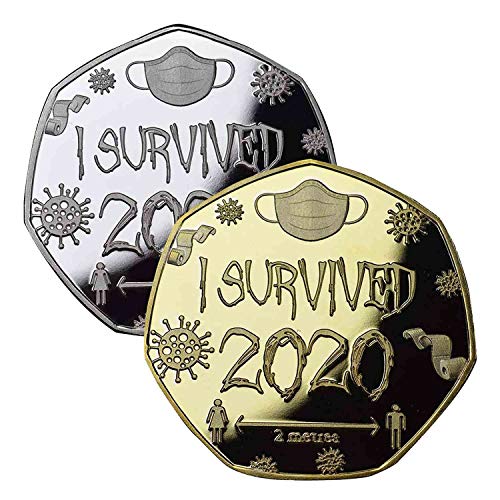 puhuoqi 3 Medallas Y Coleccionistas Conmemorativos I Survived 2020 - Moneda Conmemorativa Chapada En Plata (Plata)