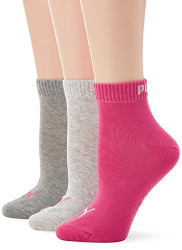 PUMA Quarters Socken 3P- Calcetines, color Rose (Middle Grey Mélange/Pink), talla 39-42