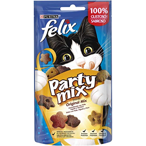 Purina Felix Party Mix Original Snacks, golosinas y chuches para gato 8 x 60 g