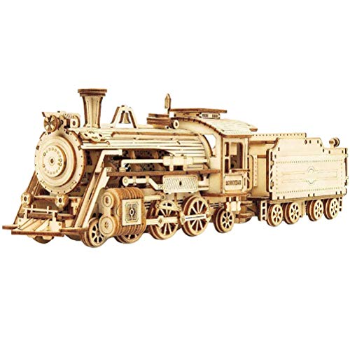 Puzzle 3D, Tren Locomotora Jeep Camión Coche de Carreras Puzzle de Madera, Ensamblar Juguete Modelo Mecánico de Bricolaje Kit de Construcción de Edificios Decoración de Escritorio Regalo Niños Adultos