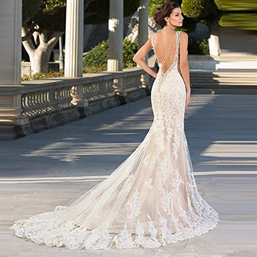 QING XIN-1225 Vestido de Novia Sirena de la Boda del Amor del cordón Nuevo sin Espalda Vestido de la Novia de Marfil Blancos Vestidos de Boda Vestido De Vestidos Novia (Color : Ivory, US Size : 20W) QING XIN-1225 Vestido de Novia Sirena de la Boda del Amor del cordón Nuevo sin Espalda Vestido de la Novia de Marfil Blancos Vestidos de Boda Vestido De Vestidos Novia (Color : Ivory, US Size : 20W)