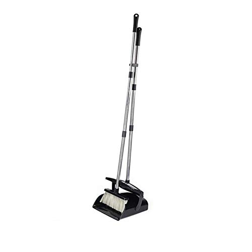 Queta Juego de recogedor y cepillo de mango largo, Recogedor vertical con tapa automática, Escoba suave para piso de baldosas de madera dura, Herramientas de limpieza del hogar, Negro Queta Juego de recogedor y cepillo de mango largo, Recogedor vertical con tapa automática, Escoba suave para piso de baldosas de madera dura, Herramientas de limpieza del hogar, Negro