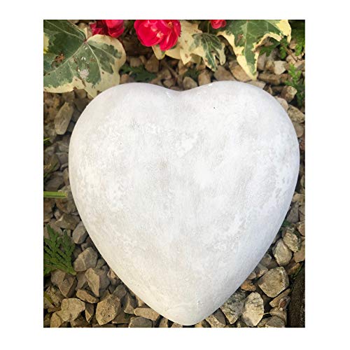 Radami - Corazón para tumbas (piedra fundida, 13 cm), color blanco