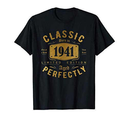 Regalo de 80 años Cumpleaños hombre mujer Vintage 1941 Camiseta