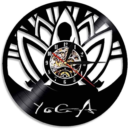 Reloj de pared de vinilo con diseño de loto para yoga, meditación, reloj de pared, moderno, decoración del hogar, estilo retro, decoración de salón, regalo hecho a mano, 30 cm de diámetro Reloj de pared de vinilo con diseño de loto para yoga, meditación, reloj de pared, moderno, decoración del hogar, estilo retro, decoración de salón, regalo hecho a mano, 30 cm de diámetro