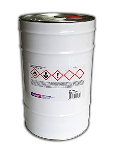 Resina de Poliéster Ortoftálica Nazza | De reactividad media, preacelerada y tixotrópica | Transparente y libre de impurezas | 25 Kg.