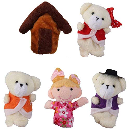 RETYLY Lote De 5 Piezas Marionetas De Dedo Cuento De Hadas Ricitos De Oro Y Tres Osos RETYLY Lote De 5 Piezas Marionetas De Dedo Cuento De Hadas Ricitos De Oro Y Tres Osos