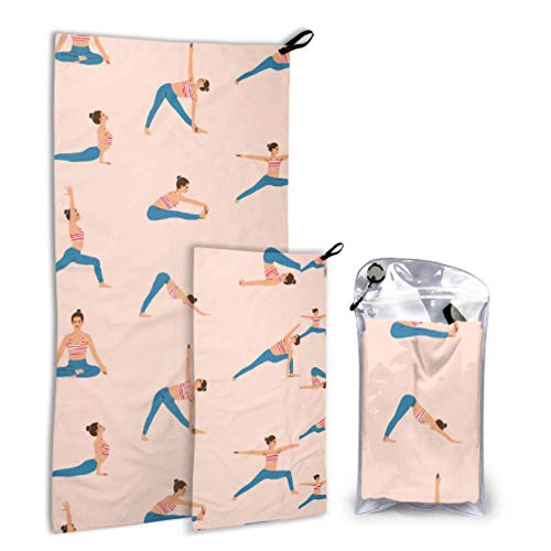 RGFDF Cute Elegant Sports Yoga Girl Fitness 2 Pack Microfiber Beach Towel Men Big Drying Towel Set Drying Fast Drying Best for Gym Travel Backpacking Yoga Fitness