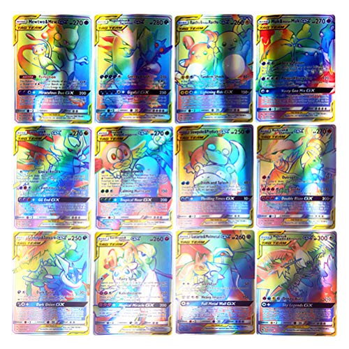 RLG Cartes Pokémon Card Set, 100pcs Jeu de Cartes Pokémon incluant 40pcs Tag Team Cards+40pcs UB GX Cards+10pcs Trainer Cards+10pcs Energy Cards
